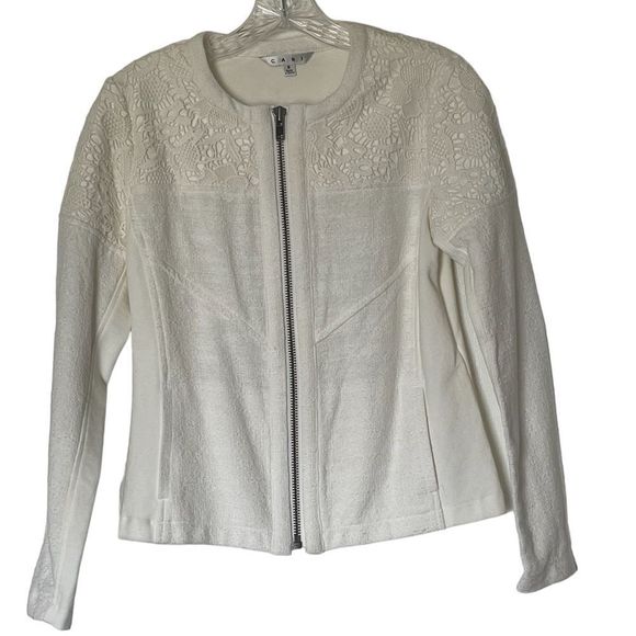 CABI shorter zipper front jacket, size small, gorgeous embroidery accents - Picture 1 of 7